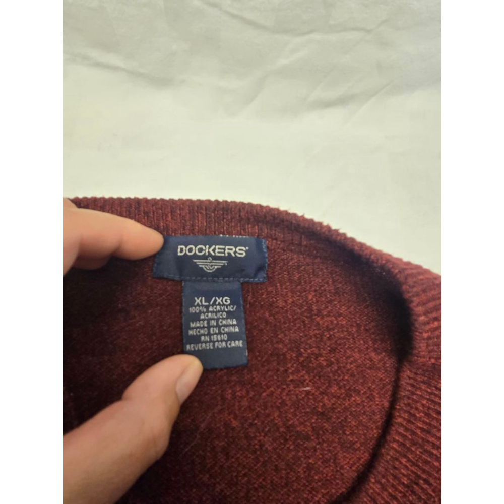 Men's Dockers Burgundy Plaid Crewneck Sweater XL - Picture 3 of 4